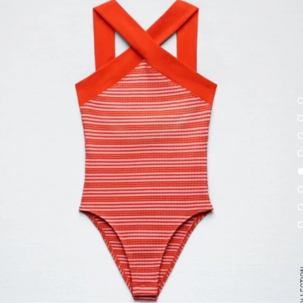 Zara criss cross front body suit size S